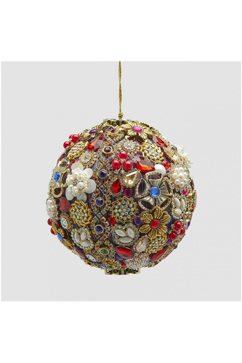 BraziPremium By OLLMA Christmas tree globe with pearls and stones, 12 cm, multicolor