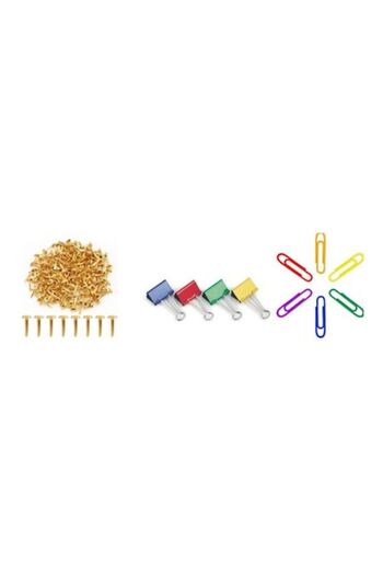 Connex Set of 8 colored metal clips, 100 colored paper clips, metal map pins