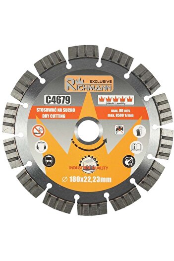 richmann exclusive Segmented Diamond Disc, Concrete, Dry Cutting, 180 mm/22.23 mm,