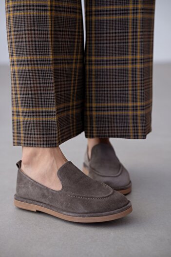 selinshoes Dezzy Süet Kadın Loafer-VİZON SÜET