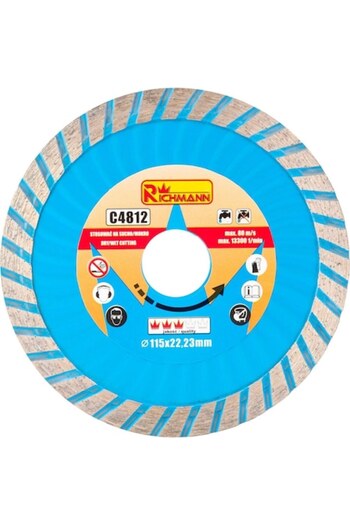 richmann Disc diamantat super turbo, beton, taiere rapida umeda si uscata, 115 mm/22.23 mm,
