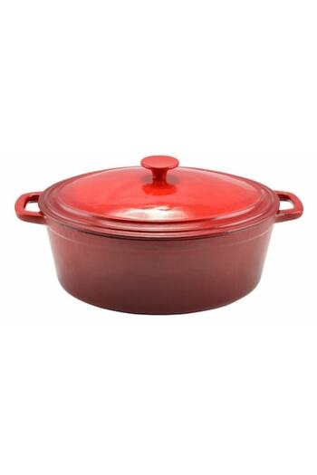 Perfect Home Enamelled Cast Iron Pot with Lid, Red, 6.2 L,