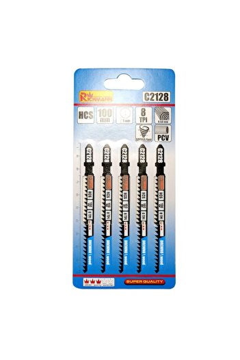 richmann Panza, lama, fierastrau pendular, pentru lemn, HCS, prindere tip T, 8 TPI, taiere rapida, set 5 buc,
