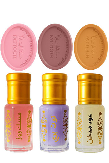 MUSK AL TAHARA 6 Items Rose + Cranberry + Smoked Oud Musk Intimate Area and Body Soap + 6ml Musk