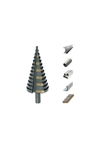 richmann exclusive Step Drill Bit for Metal, Titanium Nitride, 4-39 mm,