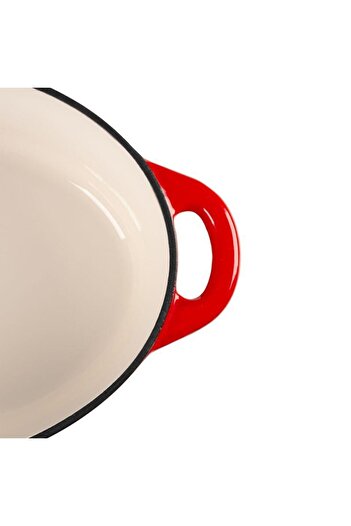 Magic Home Enameled Cast Iron Pot with Lid, Stainless Steel Handle, Red, 4.4 L -