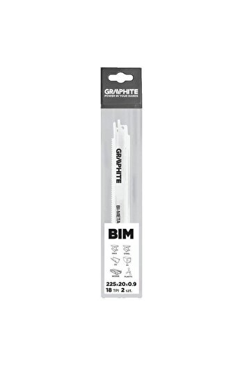 graphite Blade for reciprocating saw, wood, metal, BIM, 18 TPI, set of 2, 225 mm,