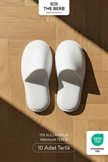 The Berb 10 Pairs |   Niki Velvet Disposable Premium Hotel & Spa Slippers |   Non-Slip Base |   White
