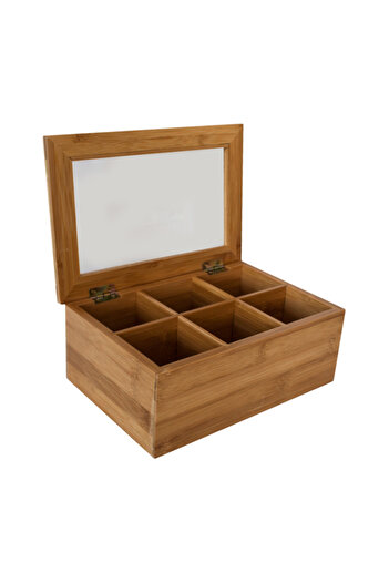 Raki Bamboo tea box with 6 compartments 24.1x16.2x9.3cm