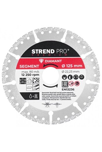 Strend Pro Universal segmented diamond blade, vacuum brazed, wet and dry cutting, 125 mm, Premium