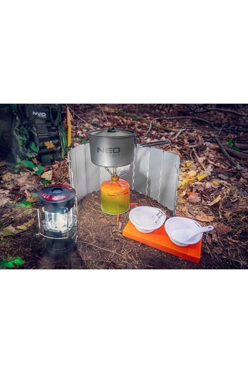 NEO Wind protection panel for camping stove, folding, aluminum, 10 elements, 84x24 cm,