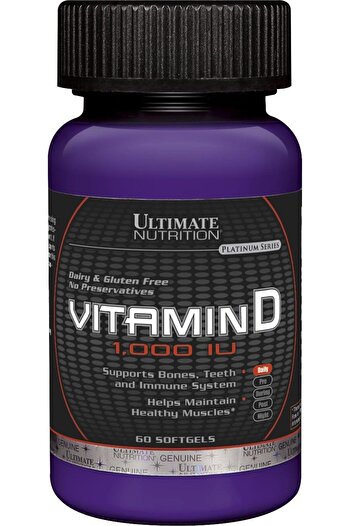 Ultimate Nutrition Vitamin D, 1000 IU, Supports Bones & Muscles, 60 Softgels, 60 Servings