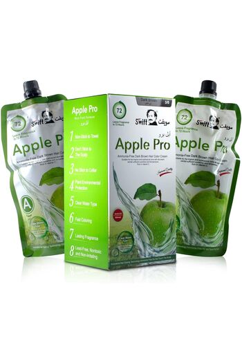 SWİFT Apple Pro Hair Dye with 100% White Hair Coverage, Dark Brown, 500ml