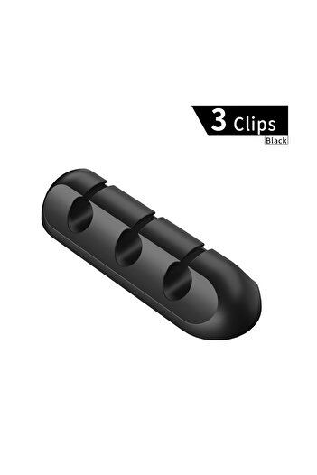 Flippy Organizator de cabluri din silicon cu 3 sloturi, negru