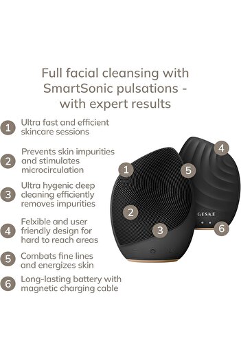 Geske | SmartAppGuided™ Sonic Facial Brush 5 in 1 | Electric Facial Cleansing Brush | Soft Silicon