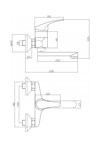 FERRO Baterie lavoar/bucatarie perete Basic