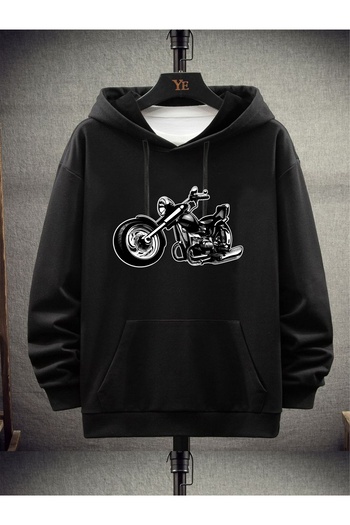 estilowear Unisex Motorcycle Black Sweatshirt 3-Thread Ribbed