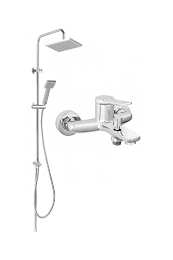 FERRO Set STRATOS 2 in 1: Baterie cada-dus + WIZARD SQUARE NP 46, ploaie, crom