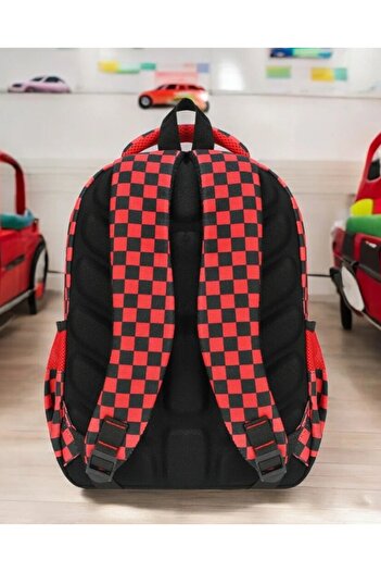 KY Boys' Primary School Orthopedic Car-Shaped 3-Piece Bag Set with 4 Compartments, Water Bottle Holder, Lunch Box, Pencil Holder