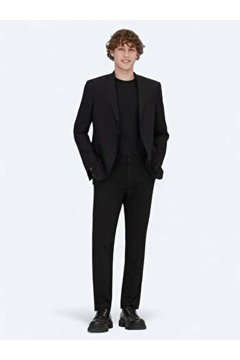 Kip Black Patterned Regular Fit Jacket