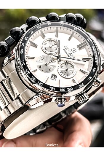 Reward Functional Men's Wristwatch,Certified,Warranty, Silver White Steel Band Bracelet