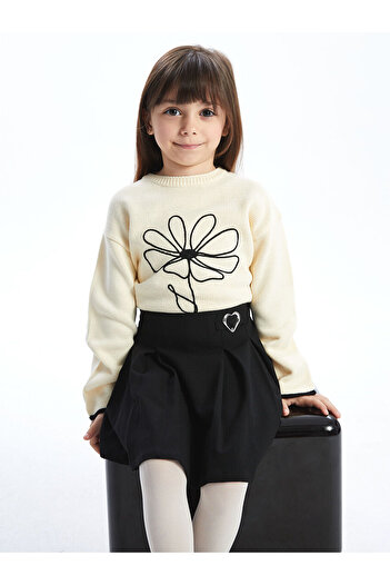 LC Waikiki Crew Neck Embroidered Girl's Knitwear Sweater