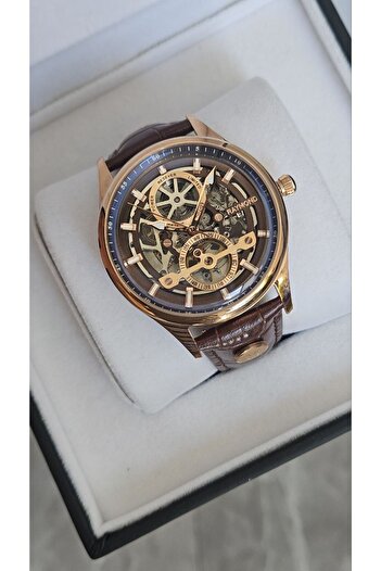 Raymond Rym-280267 Men's Skeleton Automatic Watch Rose-Brw