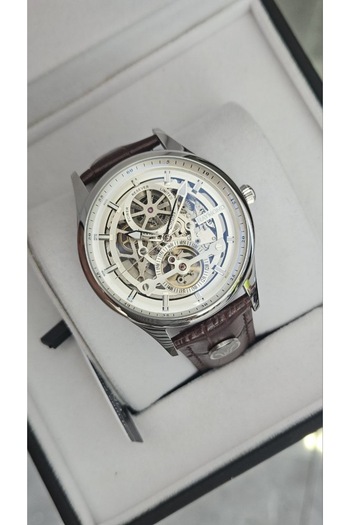 Raymond Rym-280267 Men's Skeleton Automatic Watch Ss-Brw-W