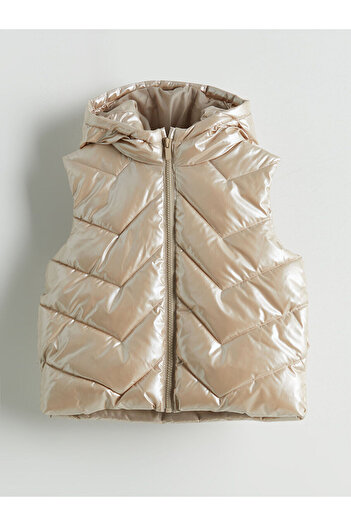LC Waikiki Gray Hooded Girl's Puffer Vest