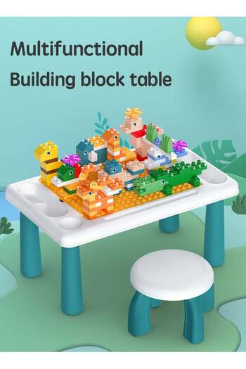 LOOPITYS Equipped with a set of 300 compatible large block children's desks and chairs