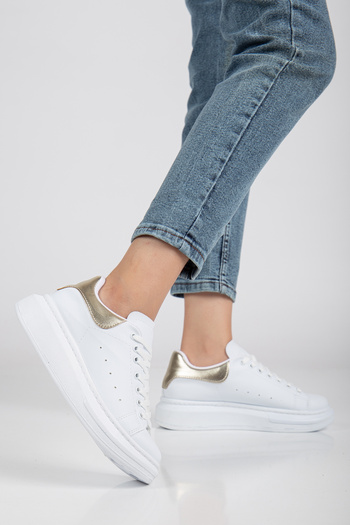 Three Bross Gold Yellow Black-White Sneaker Sports Shoes Daily Use