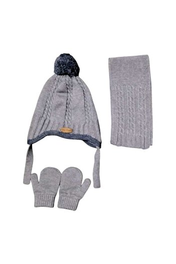 Aware Time Kitti 0-12 Months Baby Boy Fleece Scarf Beanie Gloves 3-Piece Set