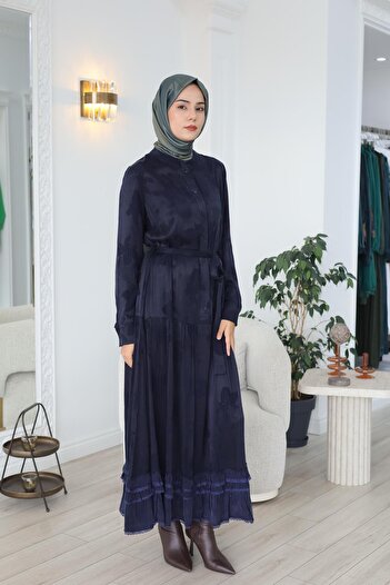 MissWhence Kendinden Desenli Elbise 38809