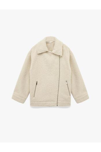 Koton Long Sleeve Pocket Zipper Detailed Short Boucle Coat (Aw 25)