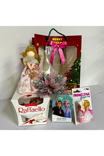 velve Pachet Merry Christmas, praline Raffaello 150gr, Apa de toaleta Frozen 30ml, balsam de buze