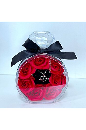 velve My Only Rose floral set, decorative perfume bottle packaging, soap roses, stainless steel chain
