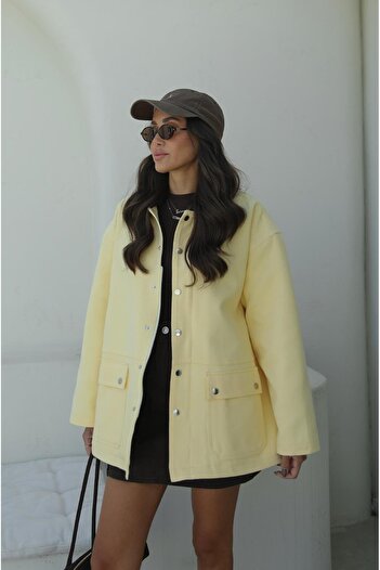 Havoş Yellow Velvet Collared Lined Jacket