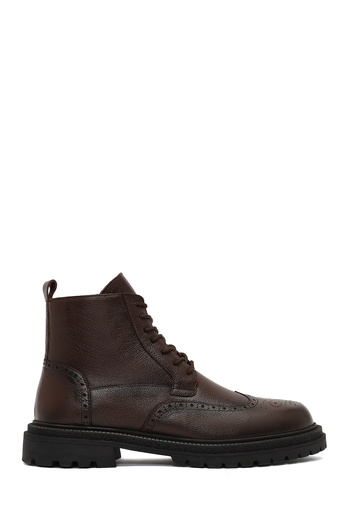 Derimod Men's Brown Zippered Leather Boots 25Wfd7006Ft