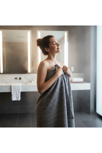 MOON SECRET Premium American Cotton Gray Black Mottled Towel 100X175 1000 Grams