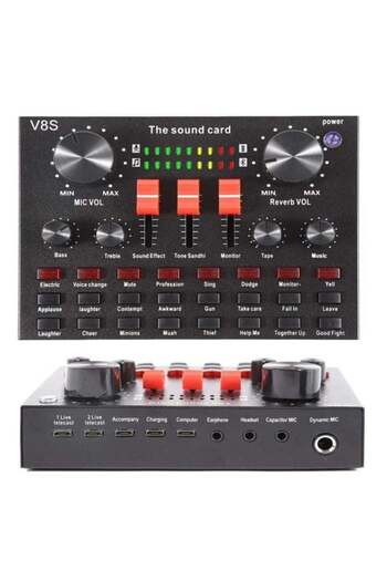Generic V8S Live Sound Card Bluetooth Audio Mixer With 16 Sound Effects Voice Changer