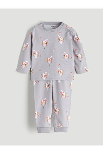 LC Waikiki Rabbit Printed Baby Girl Sweatshirt and Sweatpants (W5)