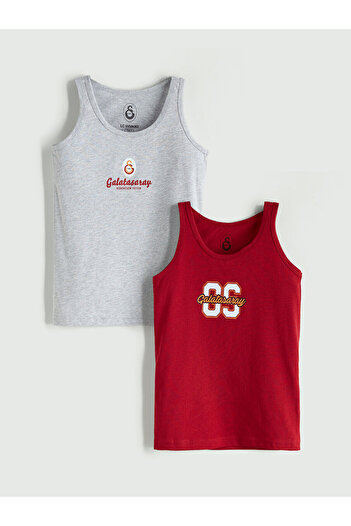 LC Waikiki Red Crew Neck Printed Boys Singlet 2-Piece