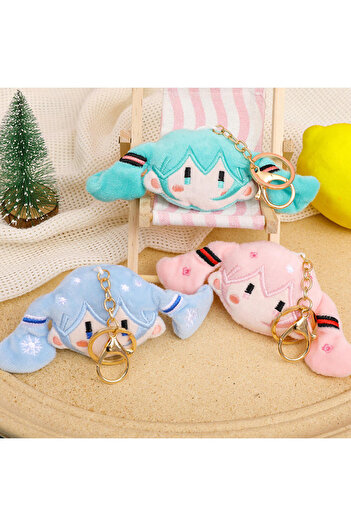 Choice1 3pcs Hatsune Miku Cartoon Plush Doll Keychain Anime Modelling Plush Stuffed Doll Pendant Keychains B
