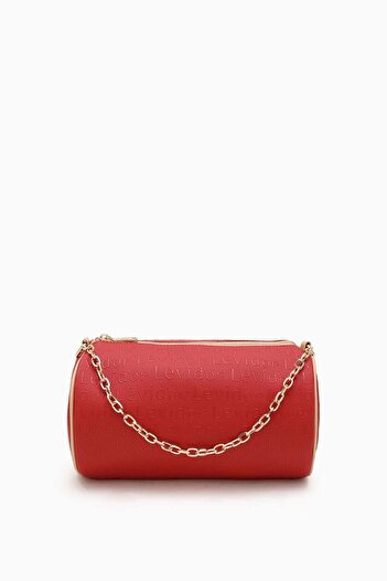 Levidor Red Printed Cylinder Model Handbag