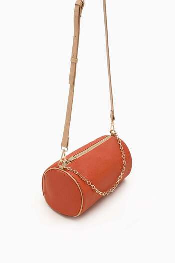 Levidor Orange Printed Cylinder Model Handbag