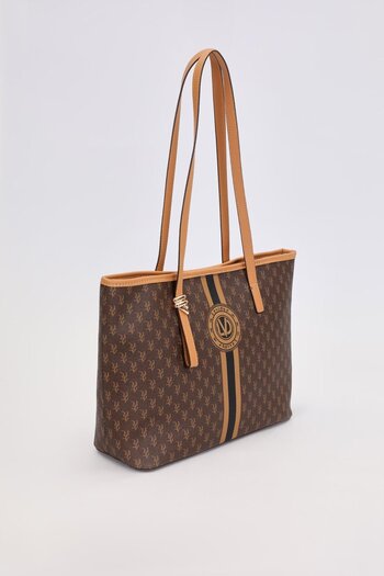 Levidor Coffee gold accessory detailed shoulder bag
