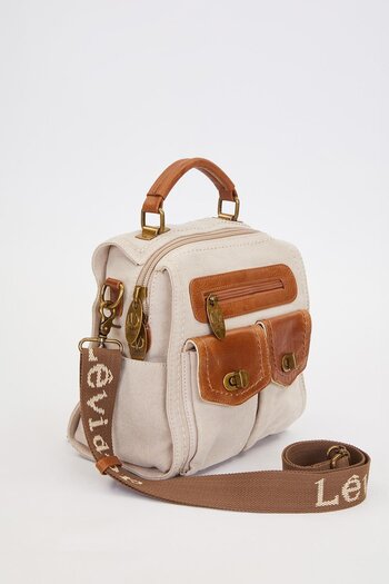 Levidor Cream Double Compartment Zippered Shoulder Bag