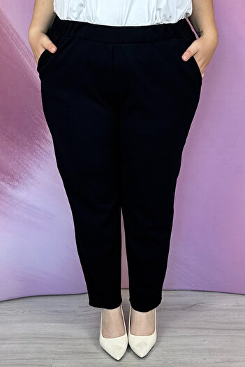 MOSK BLACK elastic crepe wedge pants