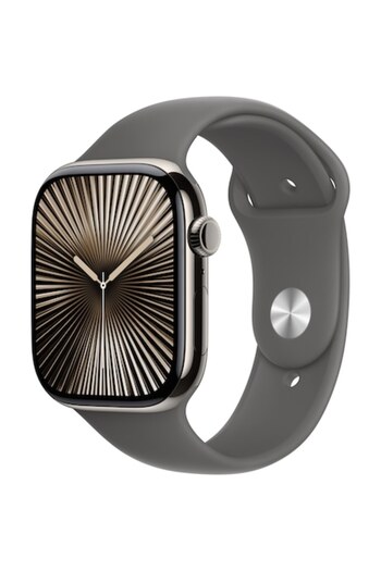 Apple Watch 10, GPS, Cellular, Titanium Case 46mm, Stone Grey Sport Band - M/L