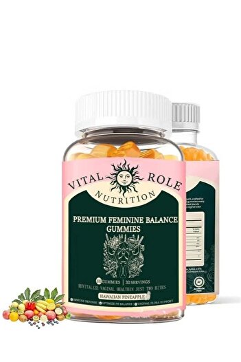 Nutrition Vital Source Feminine Balance Gummies, Gluten-Free, Vegan, Hawaiian Pineapple Flavor, 60 Count